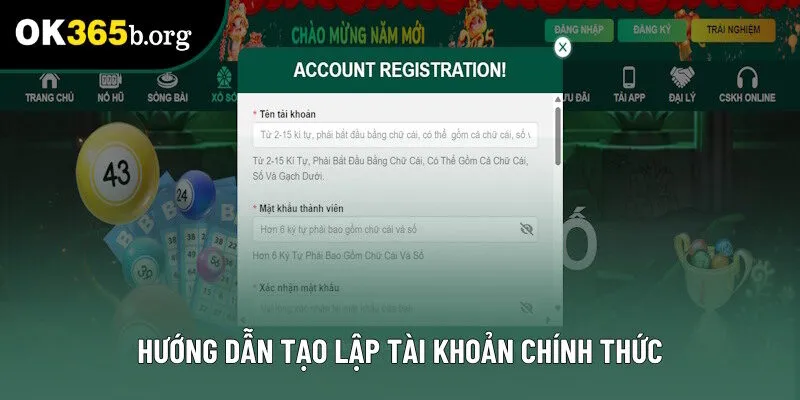 Chỉ dẫn thao tác tạo lập tài khoản chính thức
